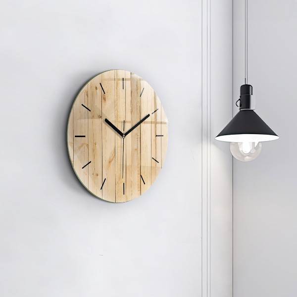 Round glass clock Wooden boards