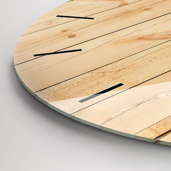 Round glass clock Wooden boards