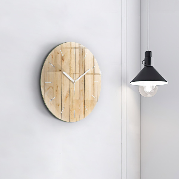 Round glass clock Wooden boards
