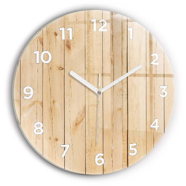 Round glass clock Wooden boards