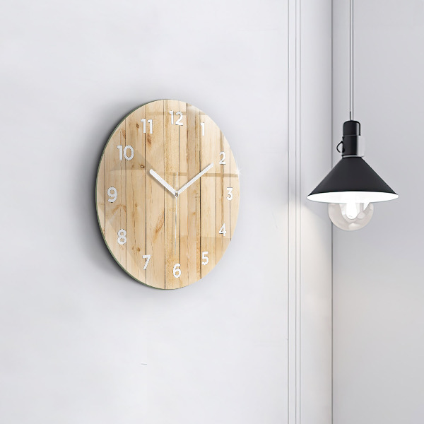 Round glass clock Wooden boards