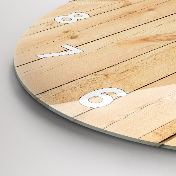 Round glass clock Wooden boards