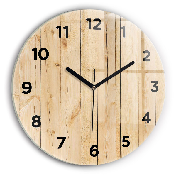 Round glass clock Wooden boards