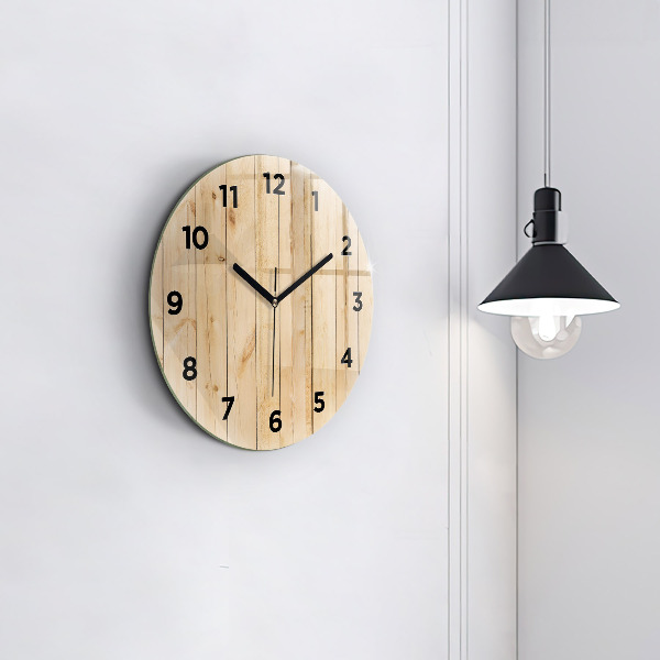 Round glass clock Wooden boards