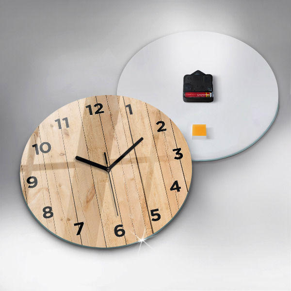 Round glass clock Wooden boards