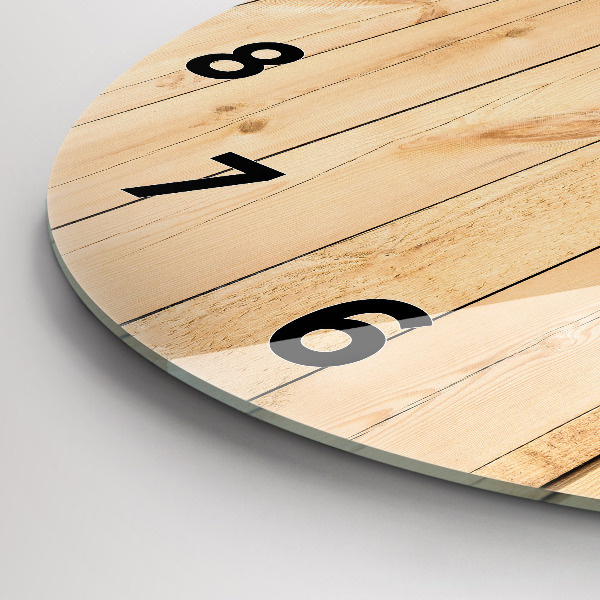 Round glass clock Wooden boards