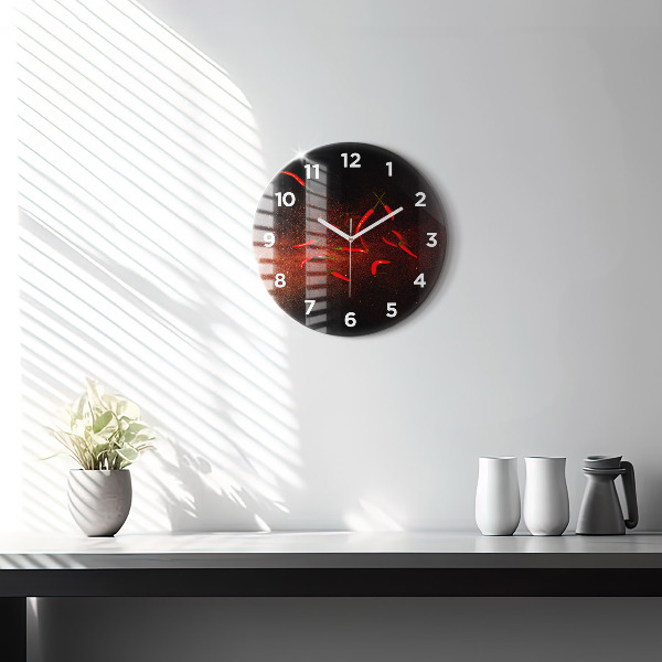Round glass clock Chili peppers