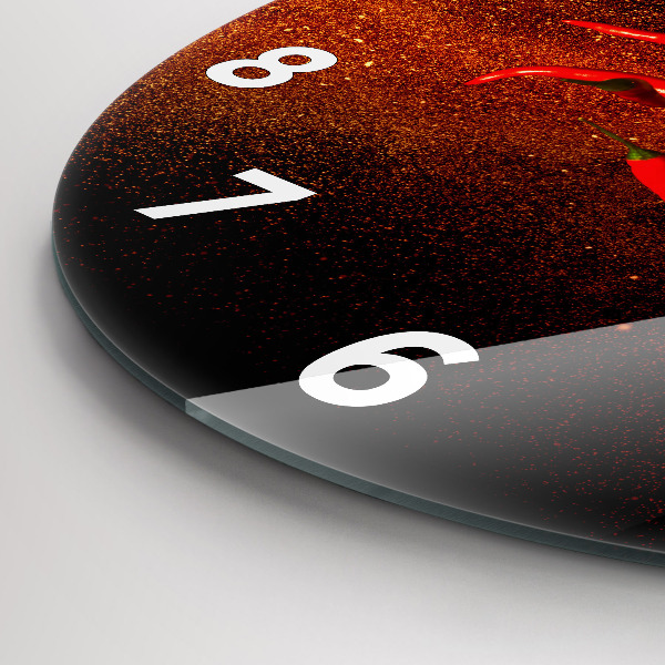 Round glass clock Chili peppers