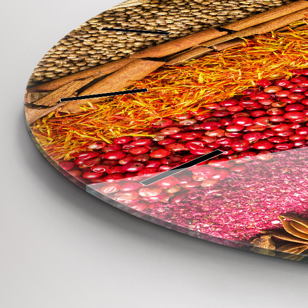 Round glass clock Rows of spices
