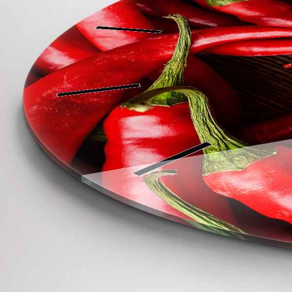 Round glass clock Hot peppers
