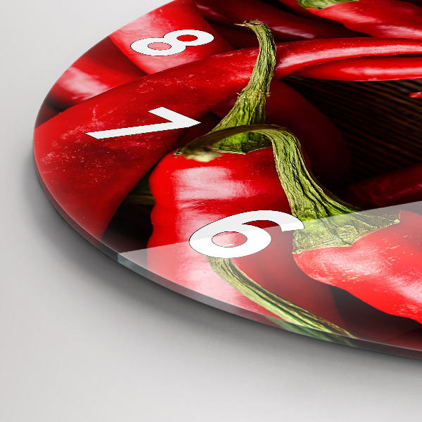 Round glass clock Hot peppers