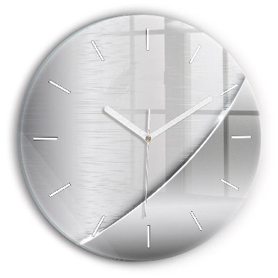 Round glass clock Silver pattern