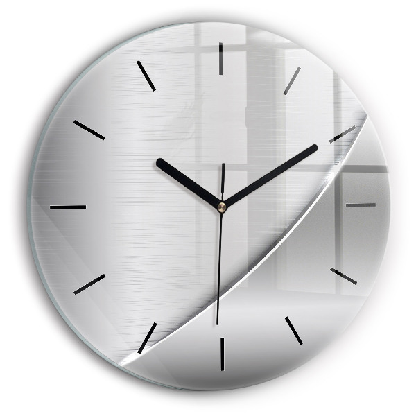 Round glass clock Silver pattern