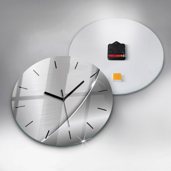 Round glass clock Silver pattern