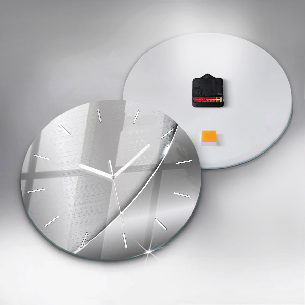 Round glass clock Silver pattern