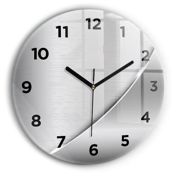 Round glass clock Silver pattern
