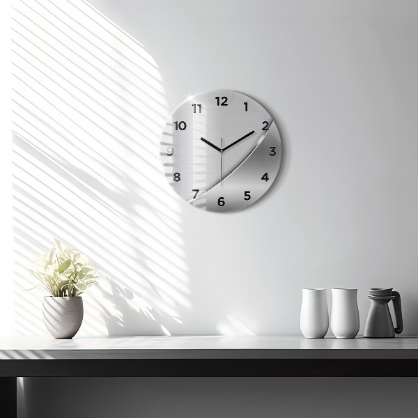 Round glass clock Silver pattern