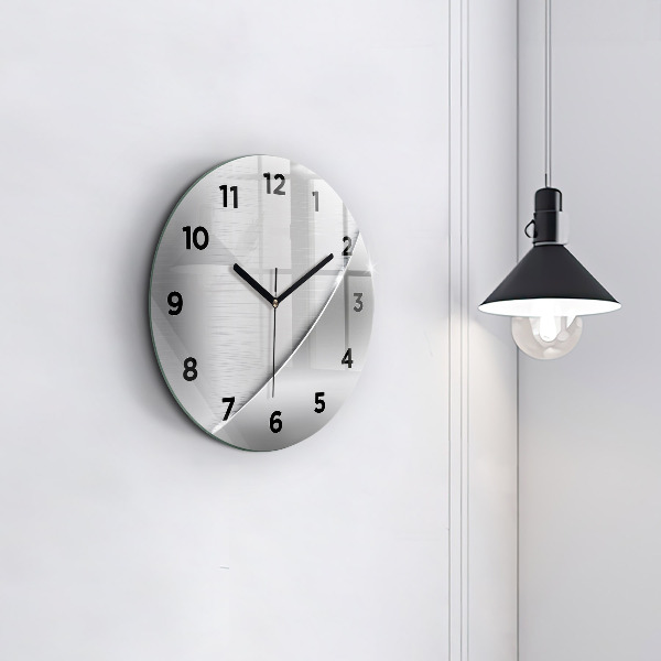 Round glass clock Silver pattern