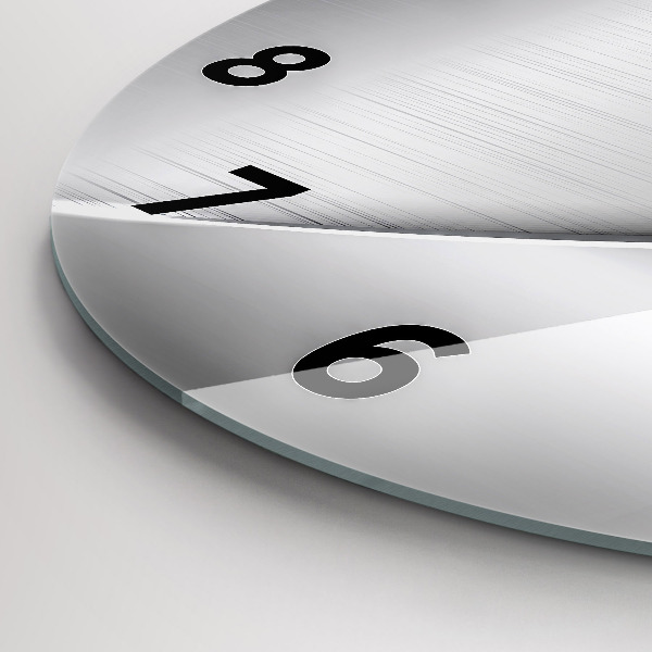 Round glass clock Silver pattern