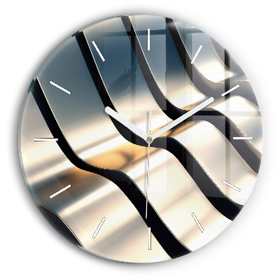 Round glass clock Silver pattern