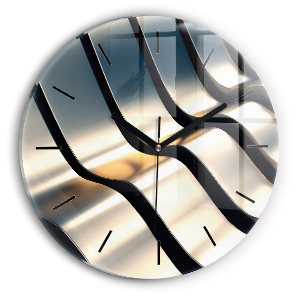Round glass clock Silver pattern
