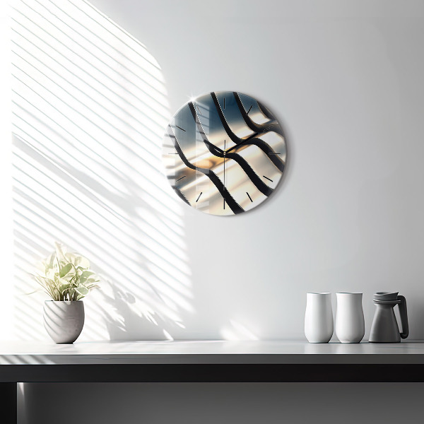Round glass clock Silver pattern