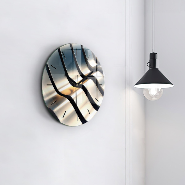 Round glass clock Silver pattern