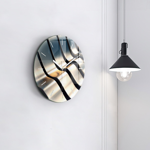 Round glass clock Silver pattern