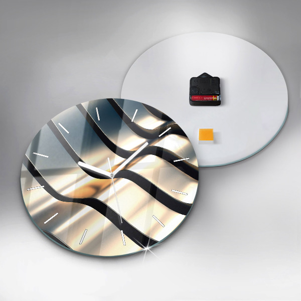 Round glass clock Silver pattern