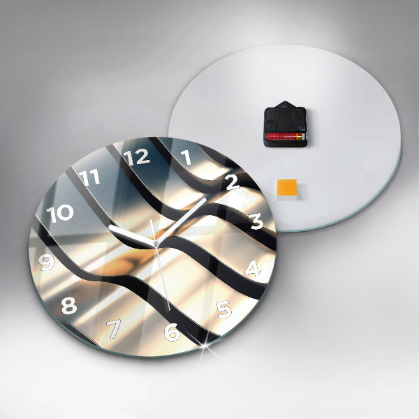Round glass clock Silver pattern