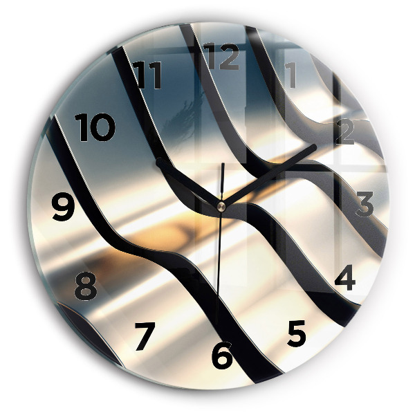 Round glass clock Silver pattern