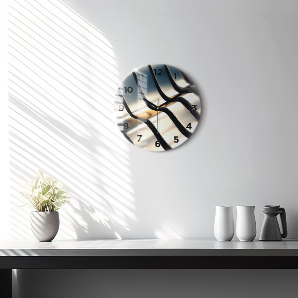 Round glass clock Silver pattern