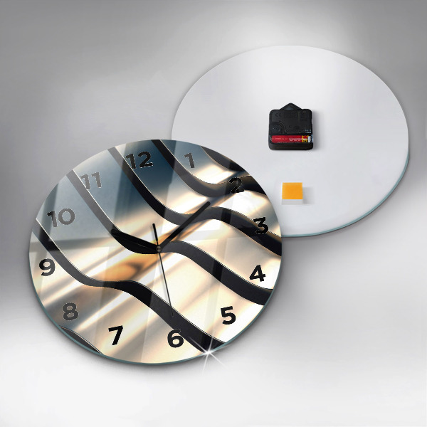 Round glass clock Silver pattern