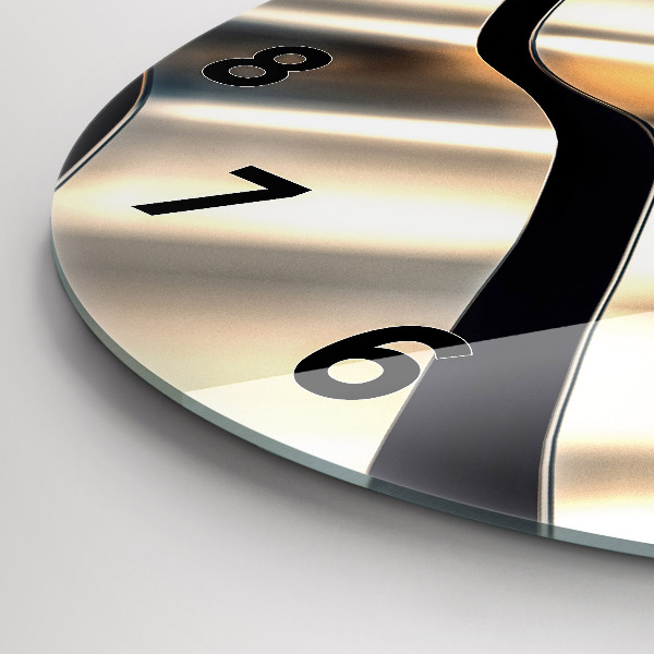 Round glass clock Silver pattern