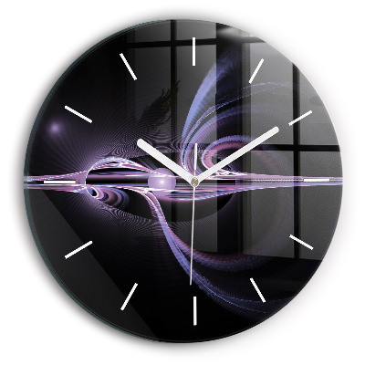Round glass clock Purple abstraction
