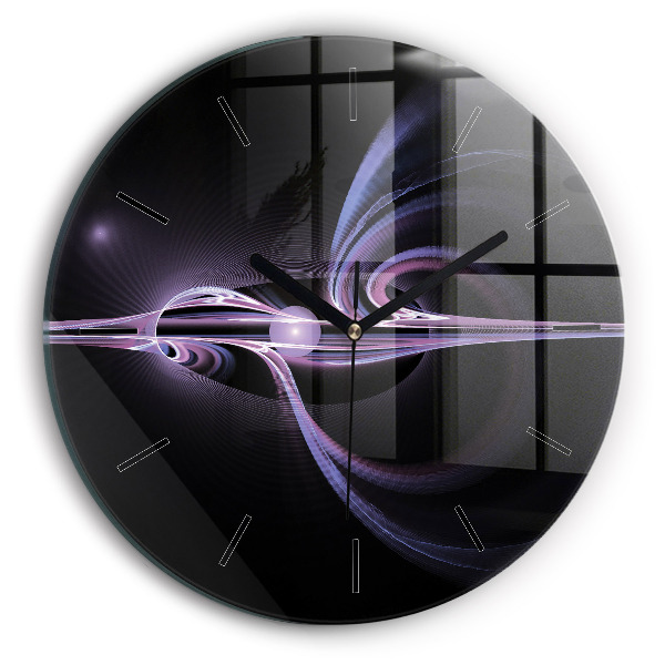Round glass clock Purple abstraction
