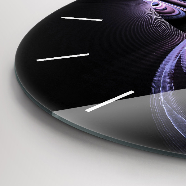 Round glass clock Purple abstraction