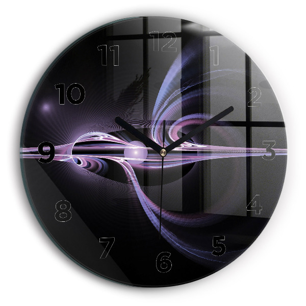 Round glass clock Purple abstraction