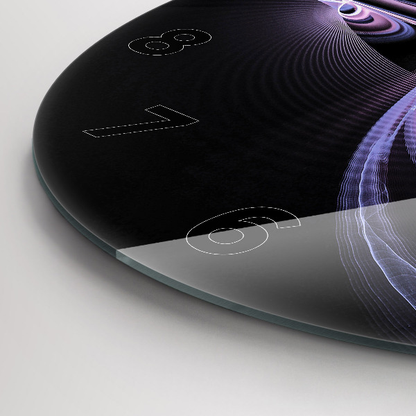 Round glass clock Purple abstraction