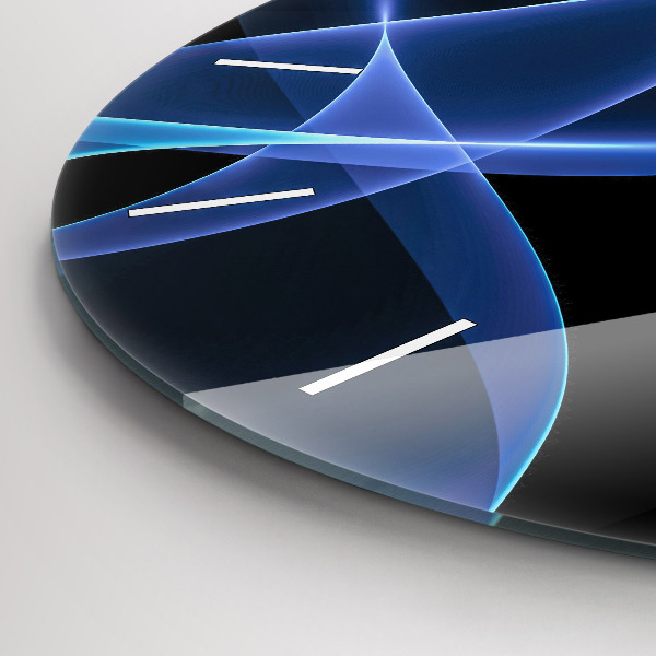 Round glass clock Blue lines