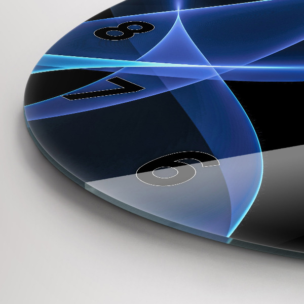 Round glass clock Blue lines