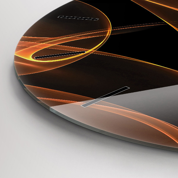 Round glass clock Orange lines