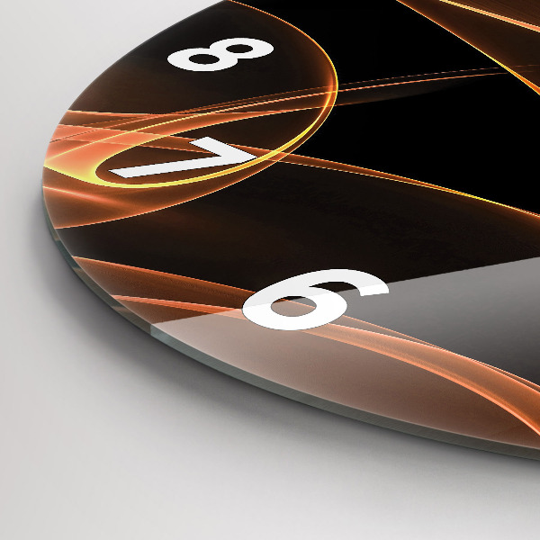 Round glass clock Orange lines