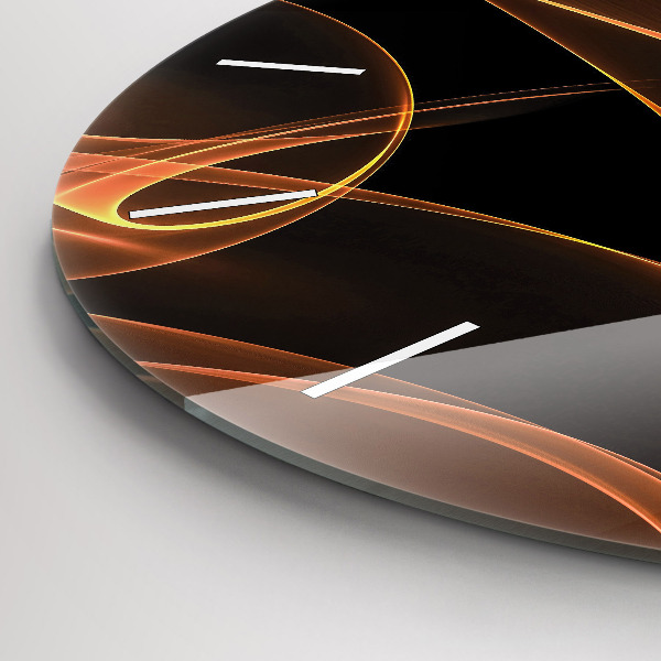 Round glass clock Orange lines