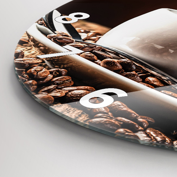 Round glass clock A cup of coffee