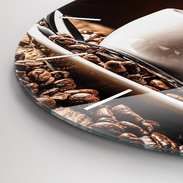 Round glass clock A cup of coffee