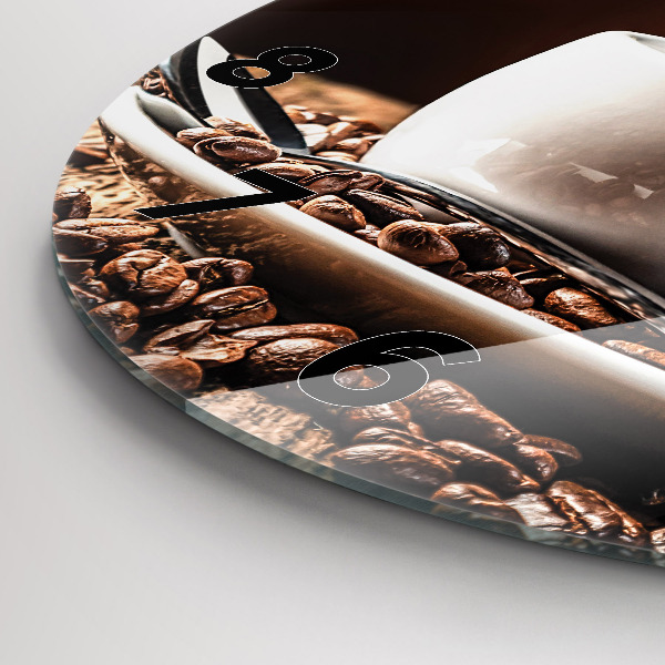 Round glass clock A cup of coffee