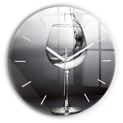 Round glass clock Glass of wine
