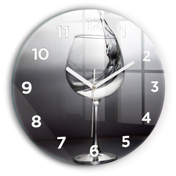 Round glass clock Glass of wine