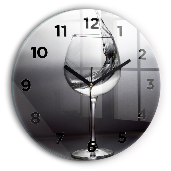 Round glass clock Glass of wine